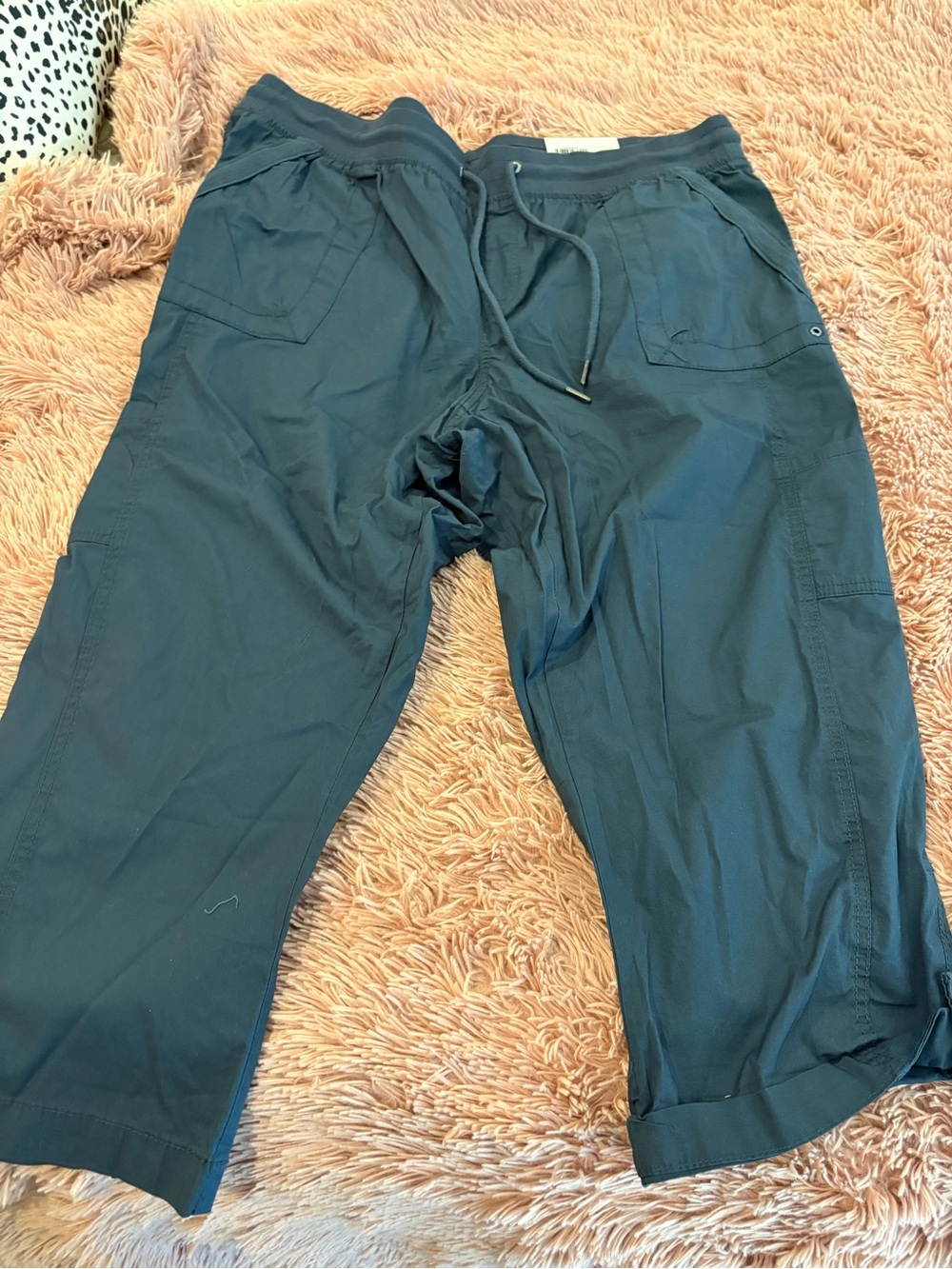 Natural Reflections Women's Teal Capri Drawstring Utility Pants